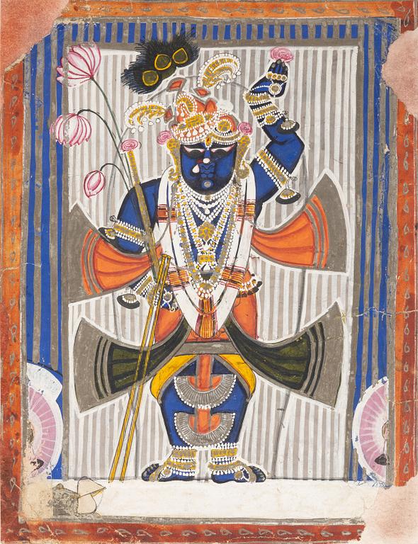 Unidentified artist, Deity with lotus flowers, India, 19th/20th century.