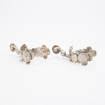 A pair of 19th/20th century silver spurs mark of J Ernst, total weight 576 grams.