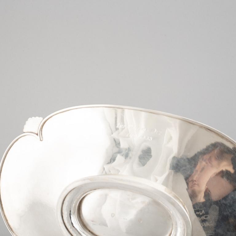 A Danish 20th century silver dish, marked Copenhagen 1949.