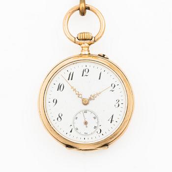 Fickur, 37 mm, 14K guld, Kedja i 18K guld.