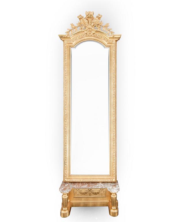 SPEGEL med KONSOLBORD, nyrokoko, 1800-talets slut.