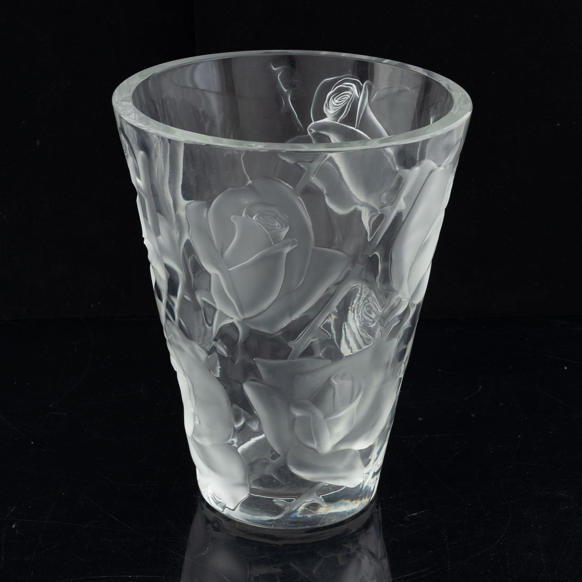Lalique, an "Ispahan Rose" glass vase, France.