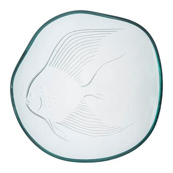 Gunnel Nyman, a glass plate 'Fish plate' signed Gunnel Nyman, Karhula 1937.