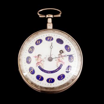 SPINDELUR, silver, märkt Breguet a Paris, 1800-tal.
