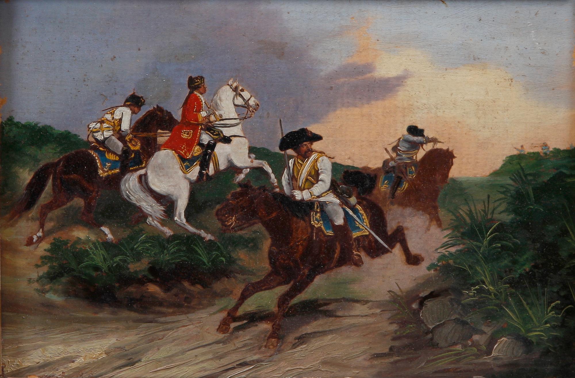 OKÄND KONSTNÄR, olja på pannå. 1800-tal.