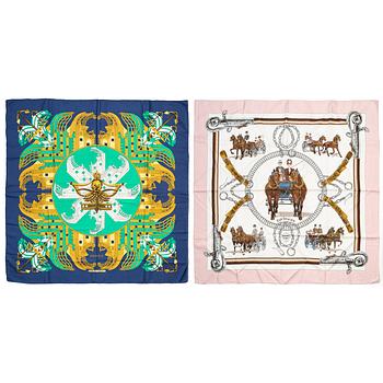 Hermès, scarves, 2 pcs, "Equipages" & "Proues".