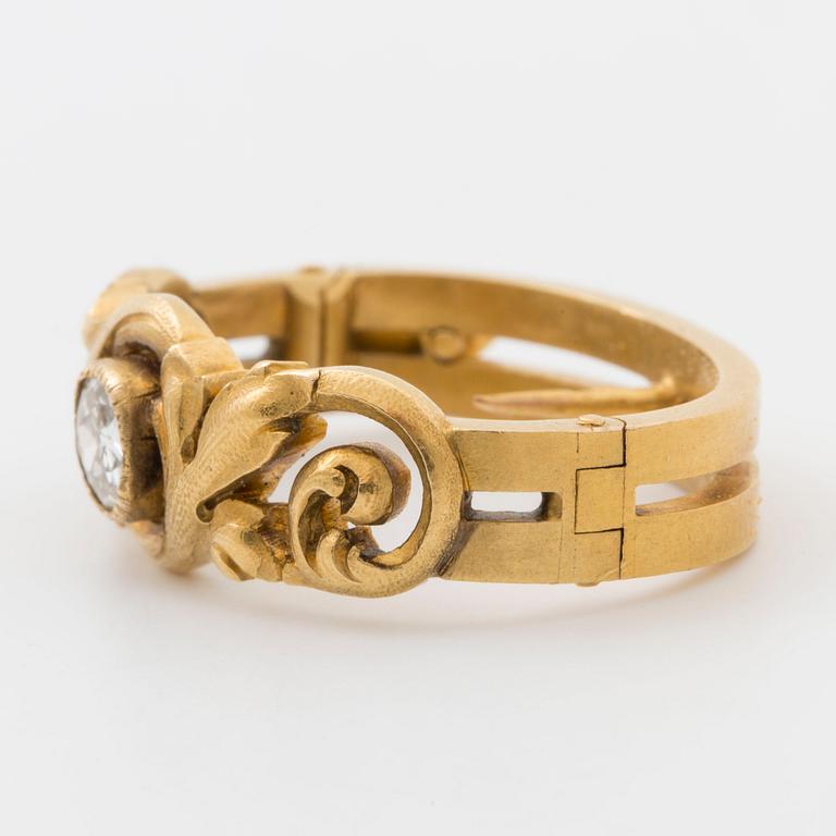 SCARFHÅLLARE, med gammalslipad diamant 1800-tal, Frankrike.