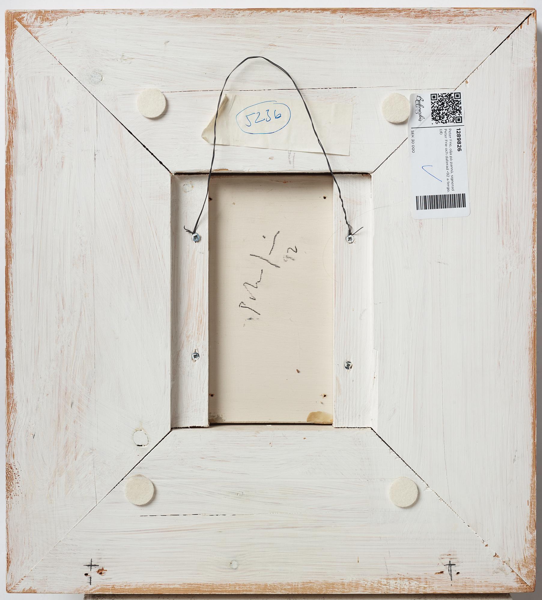 Peter Frie, oil on panel, signed and dated -92 on verso.