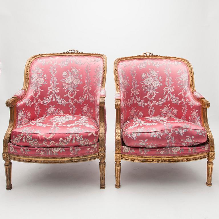 BERGÈRER, ett par, gustaviansk stil, 1900-tal.