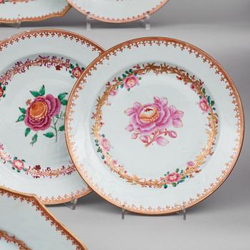 A famille rose dinner service, Qing dynasty, Qianlong (1736-95). (42 pieces).