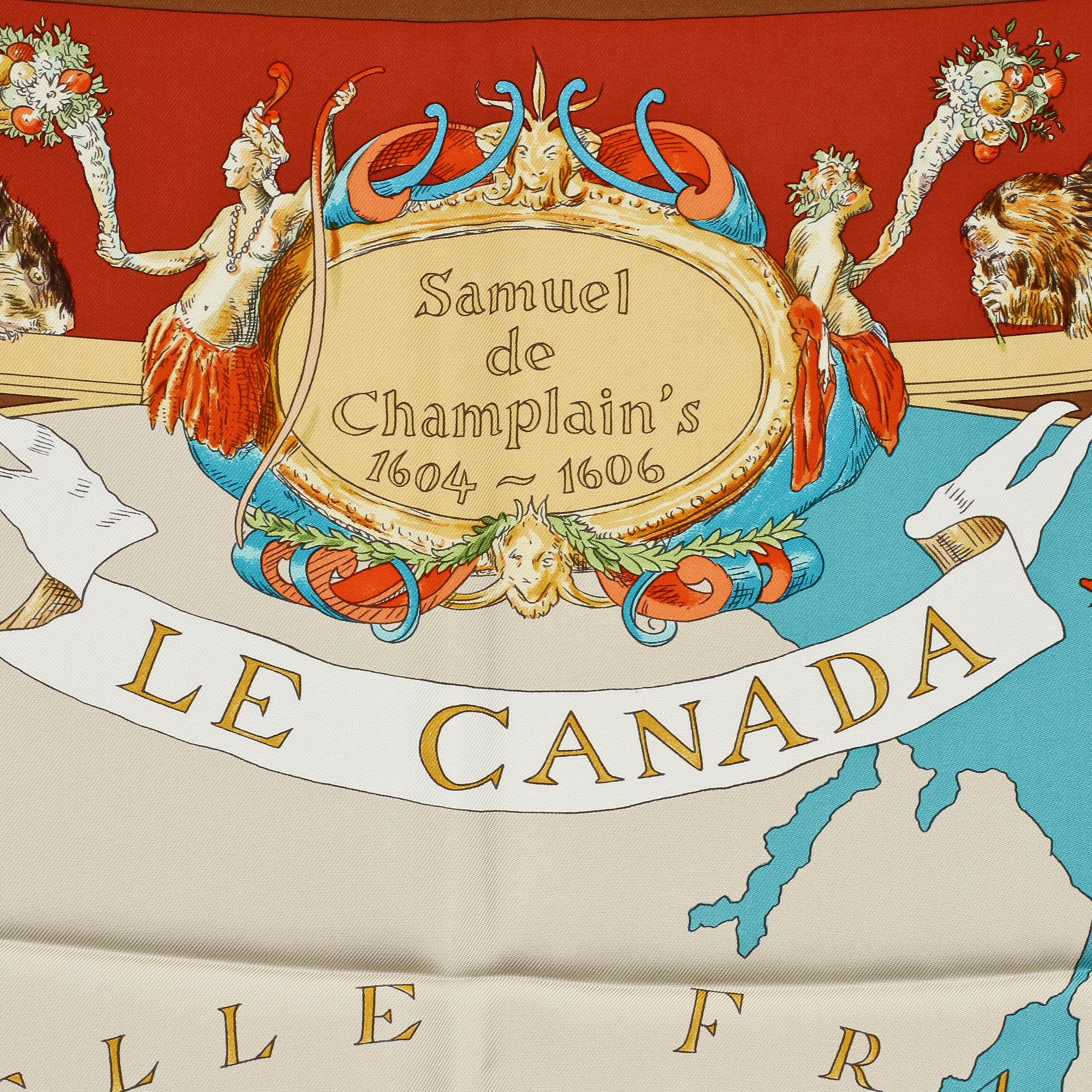 SCARF, siden, "Samuel de Champlain/ Le Canada", design Kermit Oliver, Hermès, Paris.