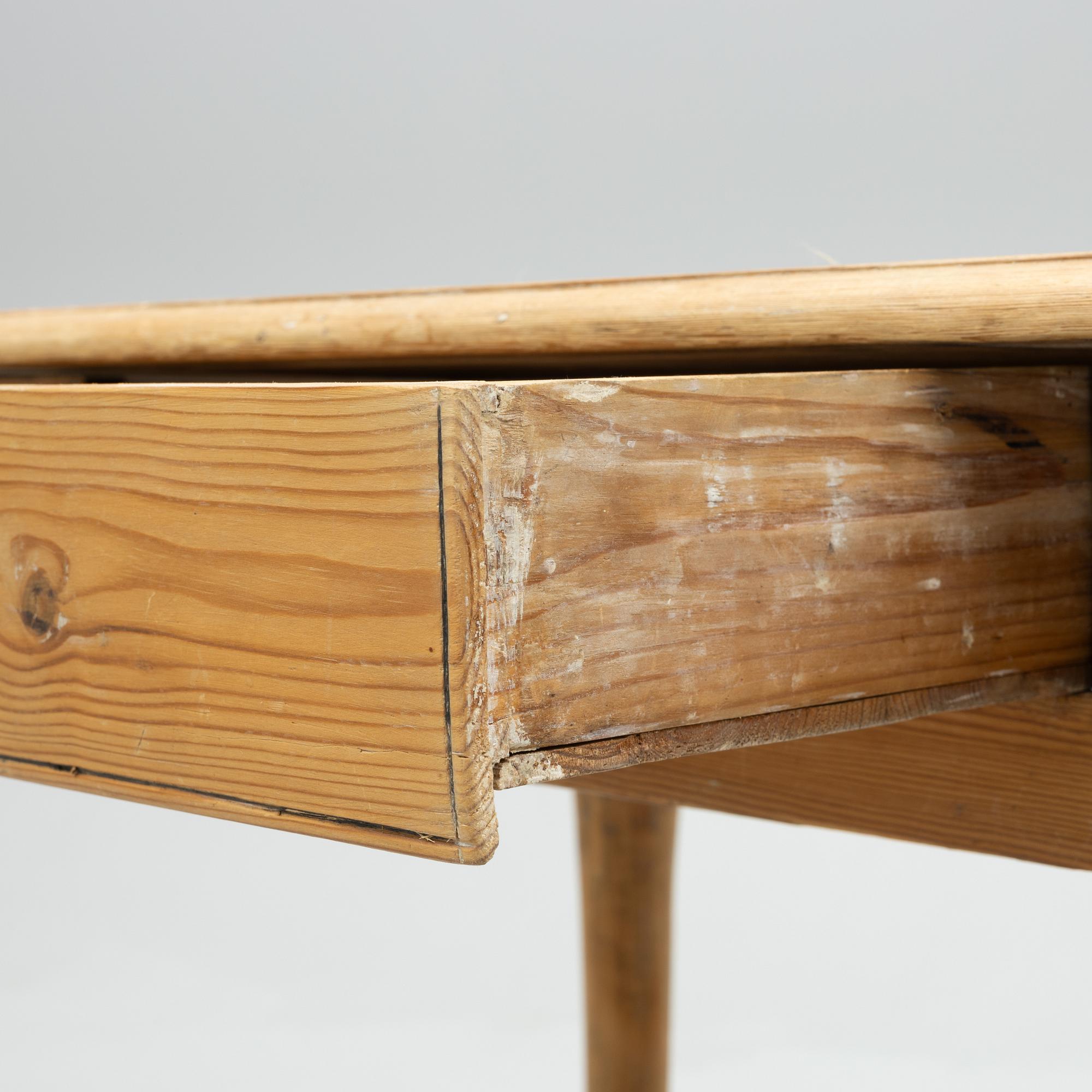 A Swedish late baroque pine desk, later part 18th century.