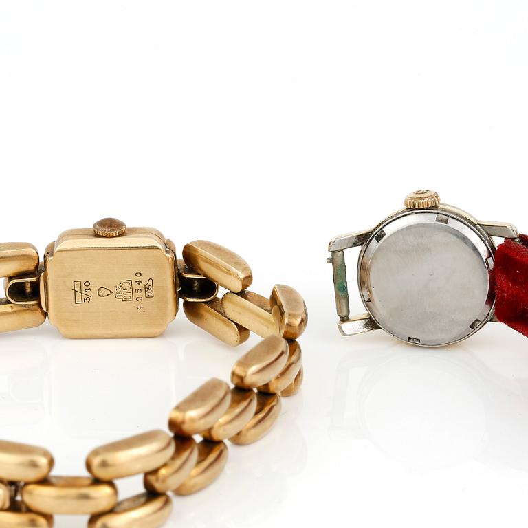 ARMBANDSUR, 2 st, dam, Bucherer, samt Omega, 'Seamaster', Schweiz, troligen 1900-talets andra hälft.