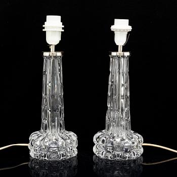 A pair of glass table lights by Carl Fagerlund, model RD 2052, Orrefors.