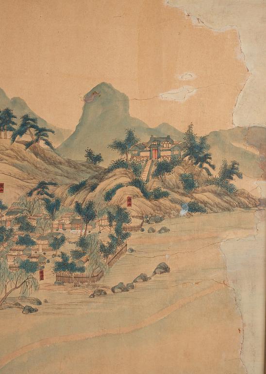 A long scroll painting by unknown Chinese artist, Qing dynasty/early 20th Century.
