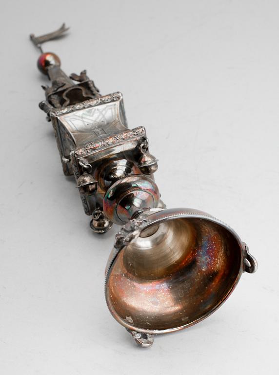 A Russian 19th century silver besamin-tower, makers mark of Swinarski, (St. Petersburg) 1876.