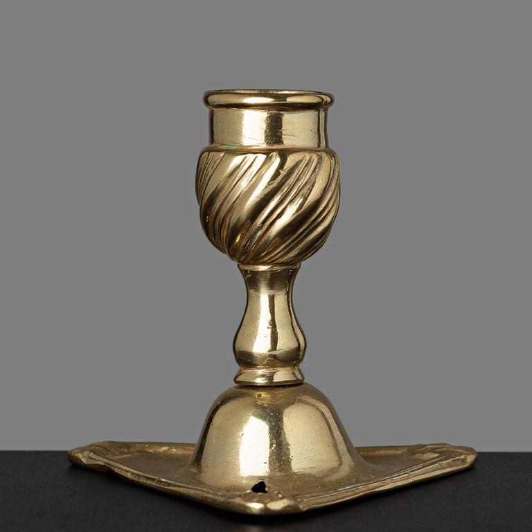 A Rococo candlestick by Simon Pantaleon (privilege in Stockholm 1754, dead 1776).