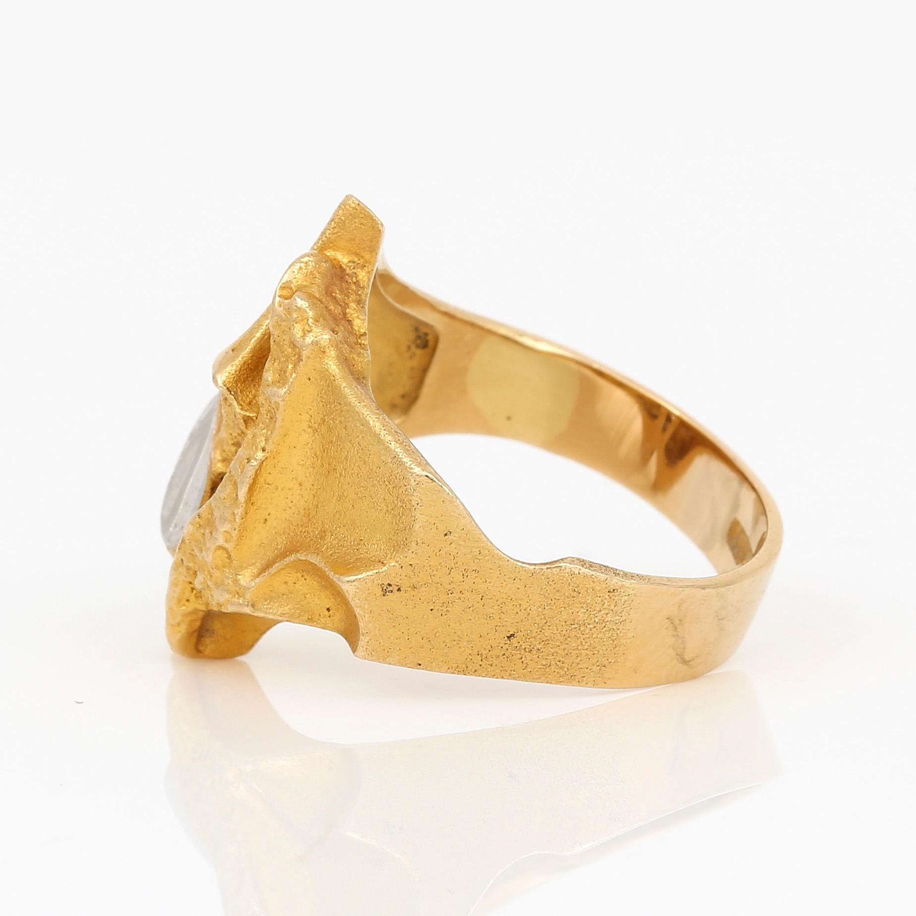 RING, 18K guld och vitguld, Björn Weckström, Lapponia, Finland, 1993. Total vikt ca 7,56 g.