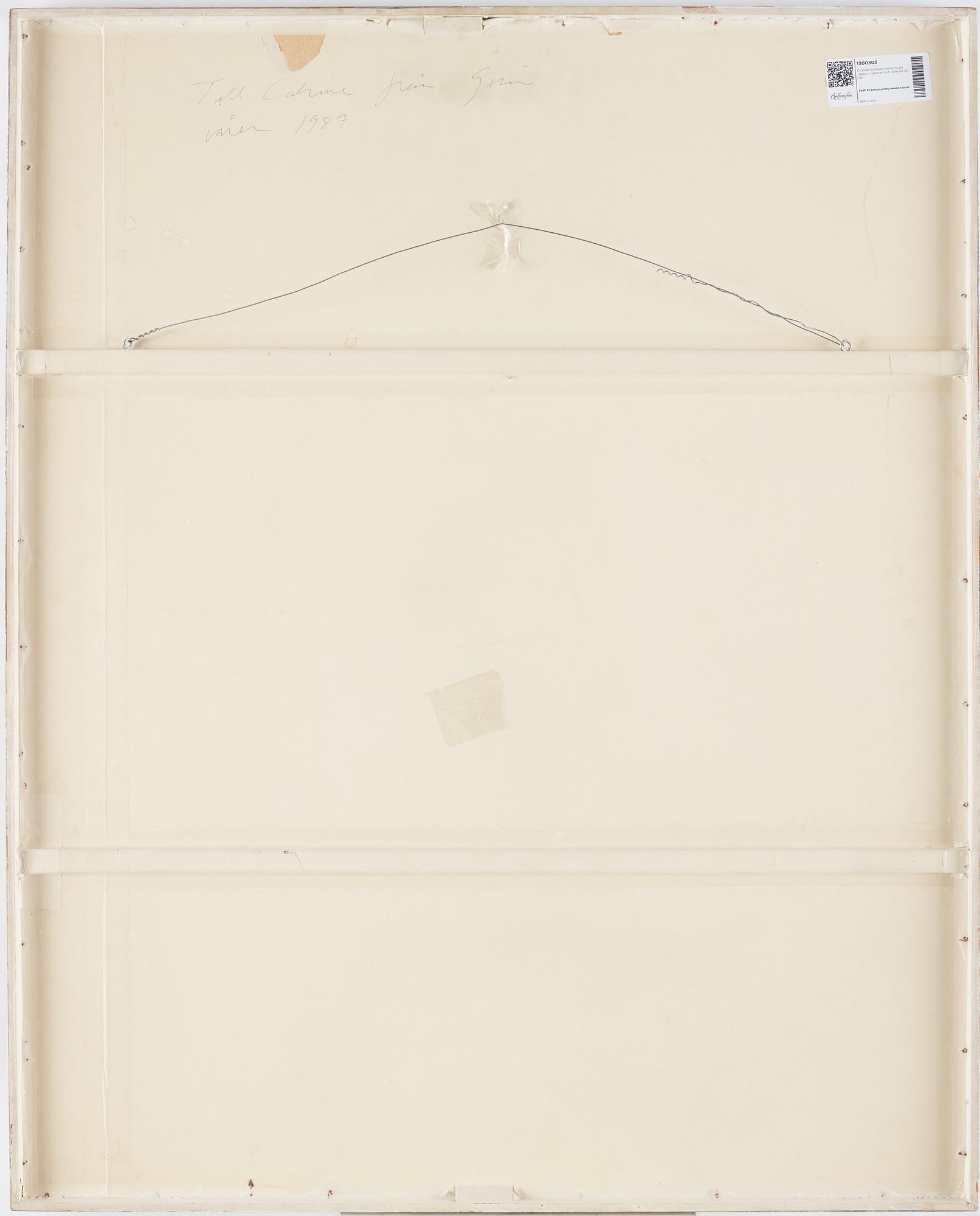 C Göran Karlsson, tempera on paper, signed and dated -87.