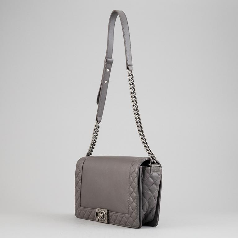 Chanel, a grey leather 'Large Boy Bag', 2014.