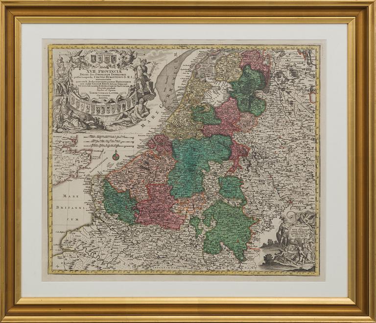A MAP BY CONRADI LOTTER, middel of the 18th century.
