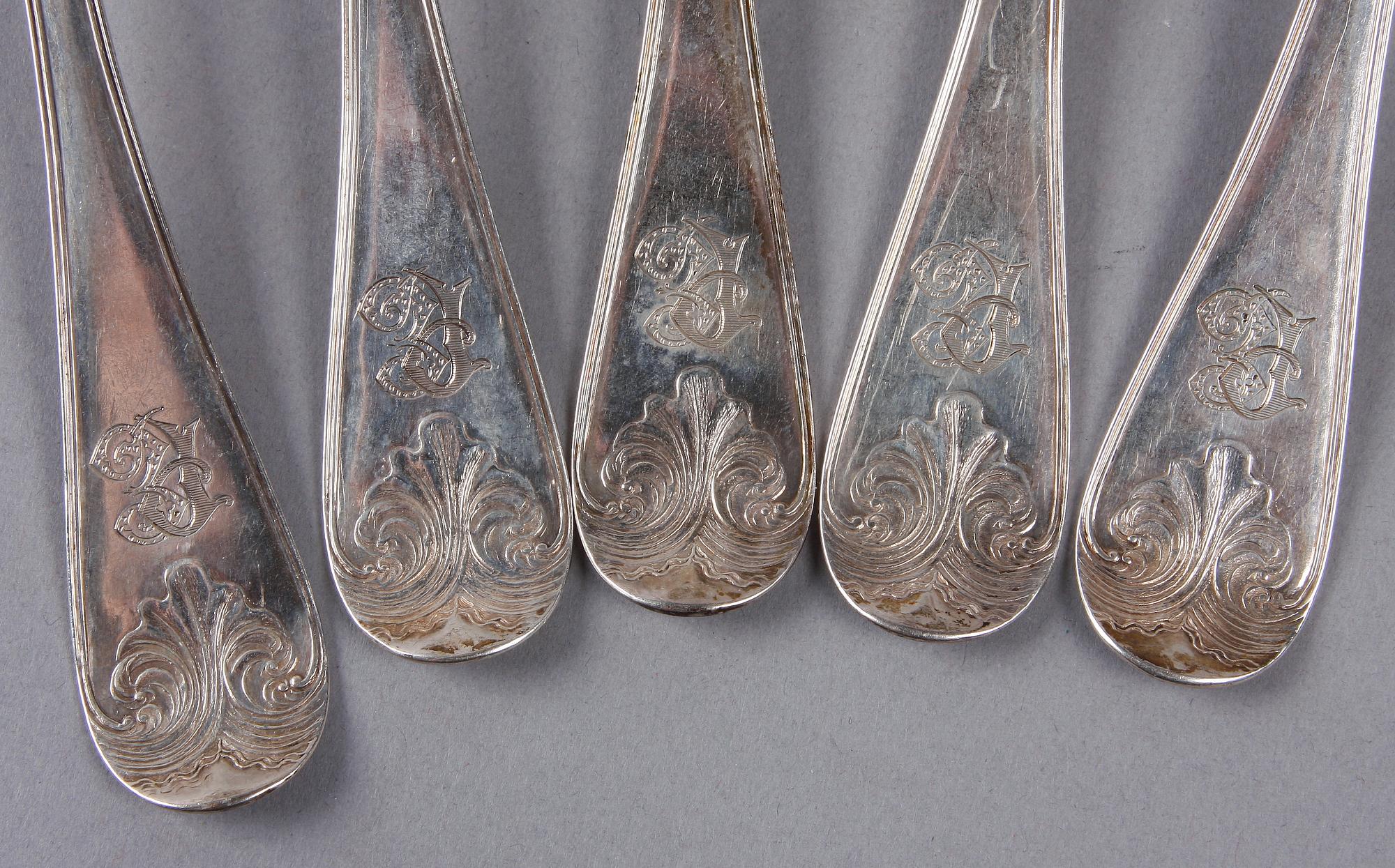 MATSKEDAR, 5 st, silver, Christoffer Nordin, Hudiksvall 1831.