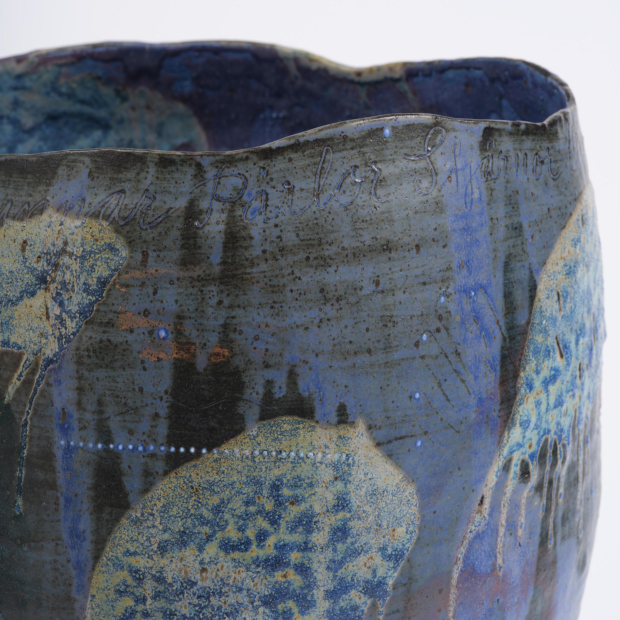 Eva Bengtsson, a stoneware floor vase, own studio, Frillesås, around the year 2000.