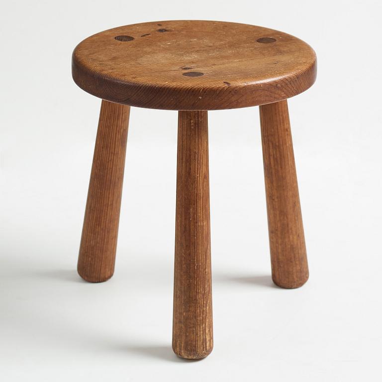 Axel Einar Hjorth, an "Utö" stained pine stool, Nordiska Kompaniet, Sweden 1930's.