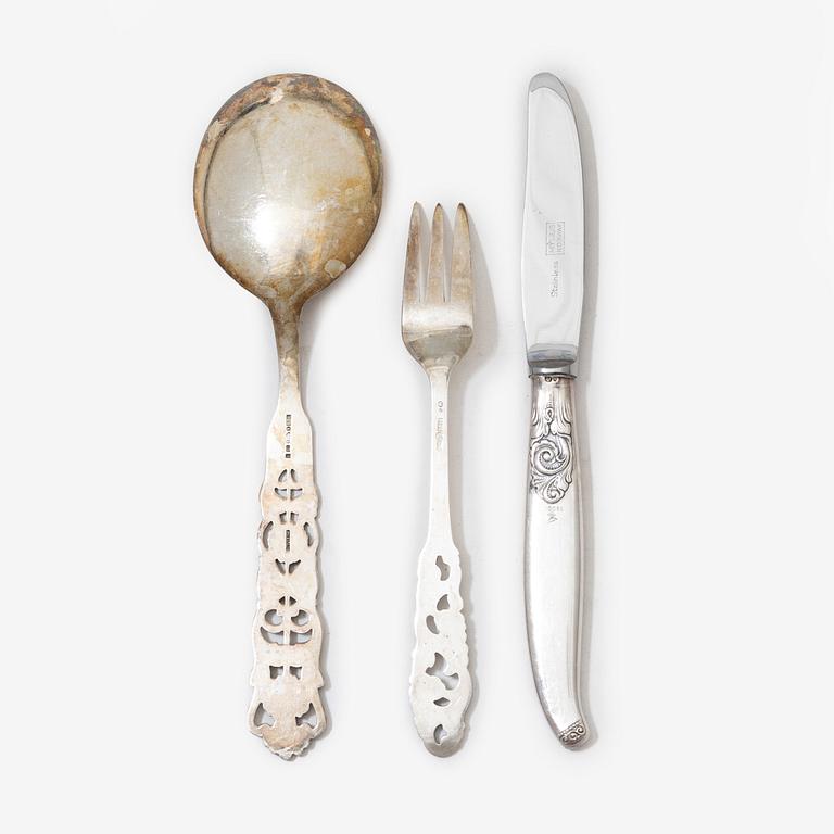 25 silver dessert/fruit flat ware, Brødrene Mylius, Norway.