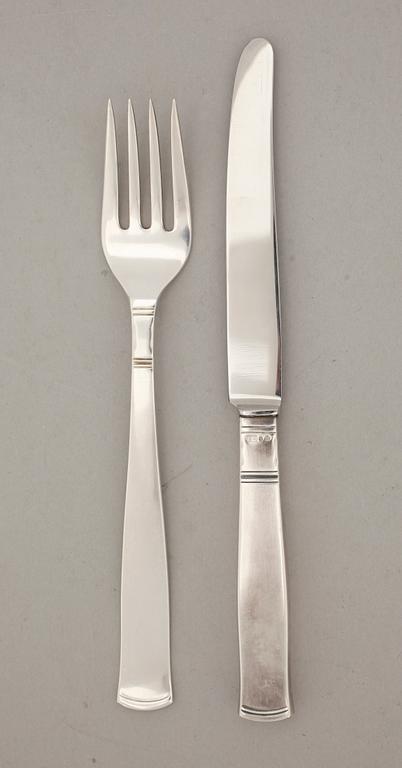 FRUKTBESTICK, 6+6 st, silver, "Rosenholm", GAB, Stockholm, 1957. Total vikt ca 340 g.