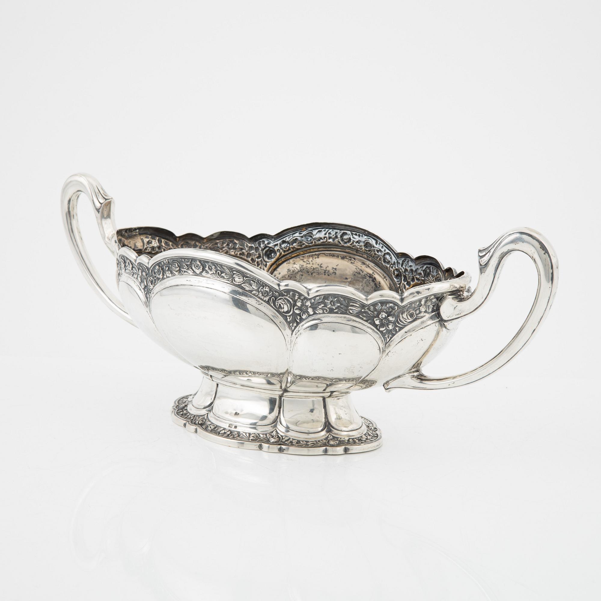 A silver jardiniere and a box,  including mark of Johan Petter Lund, Kristianstad (active 1795-1808).