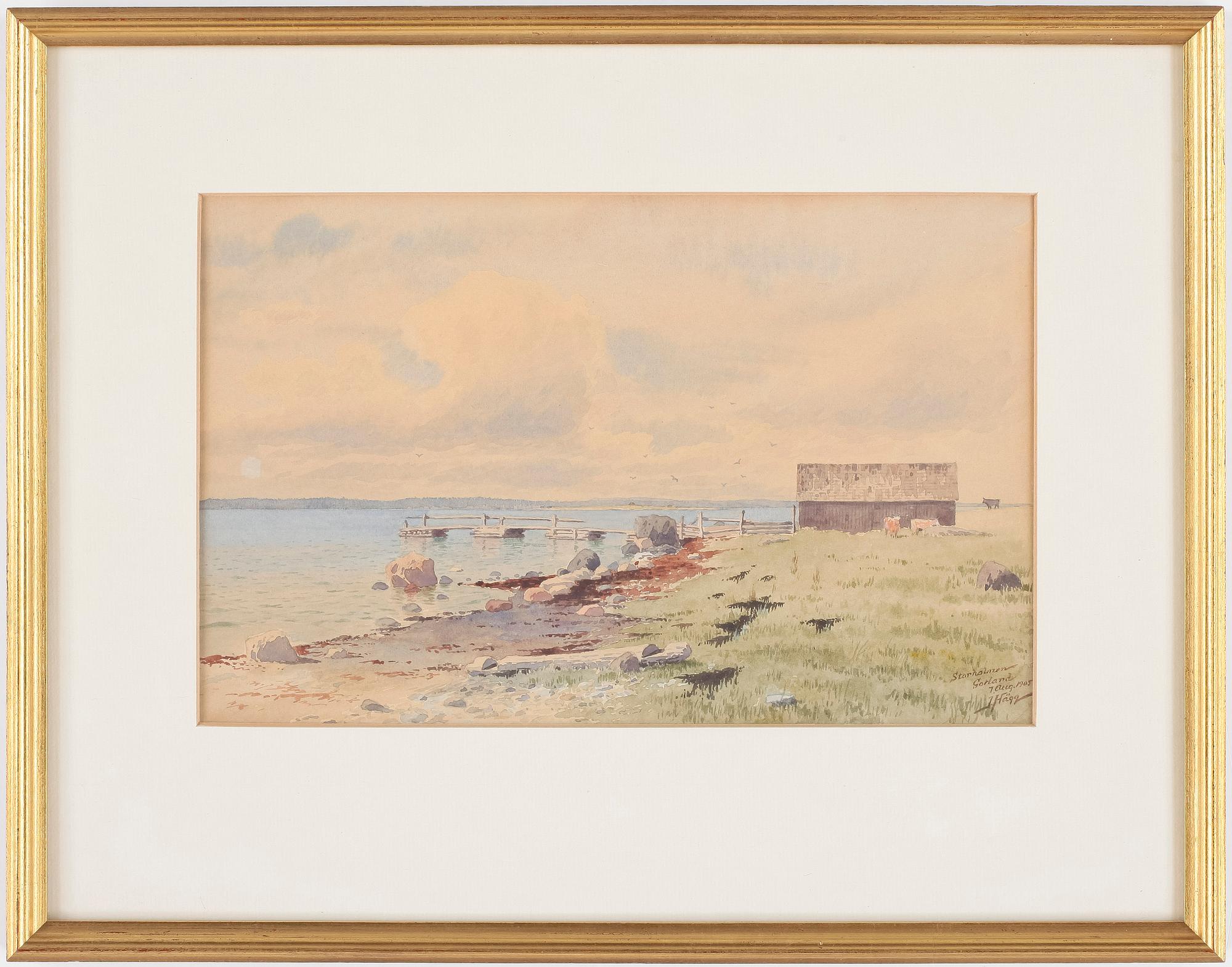 JACOB HÄGG,  akvarell, Sign o dat 1 aug 1905 Storholmen Gotland.