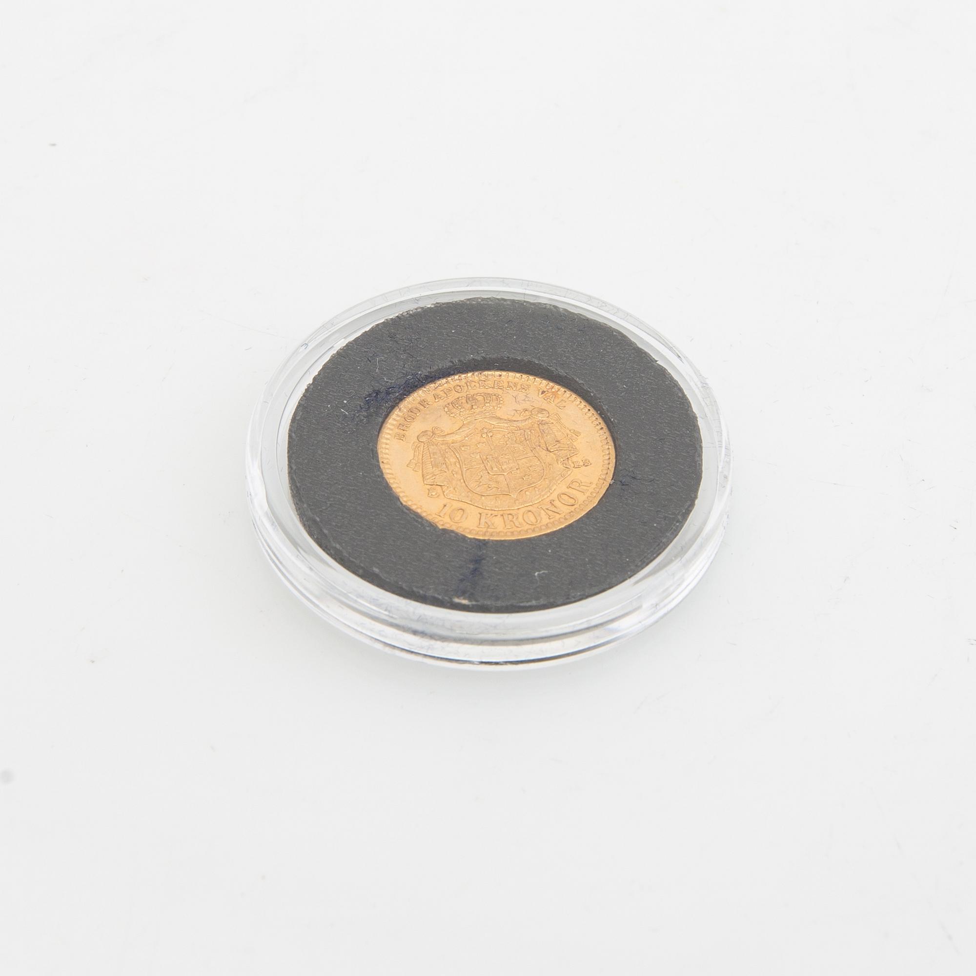 Guldmynt Sverige, Oscar II 10 kr, 1894.