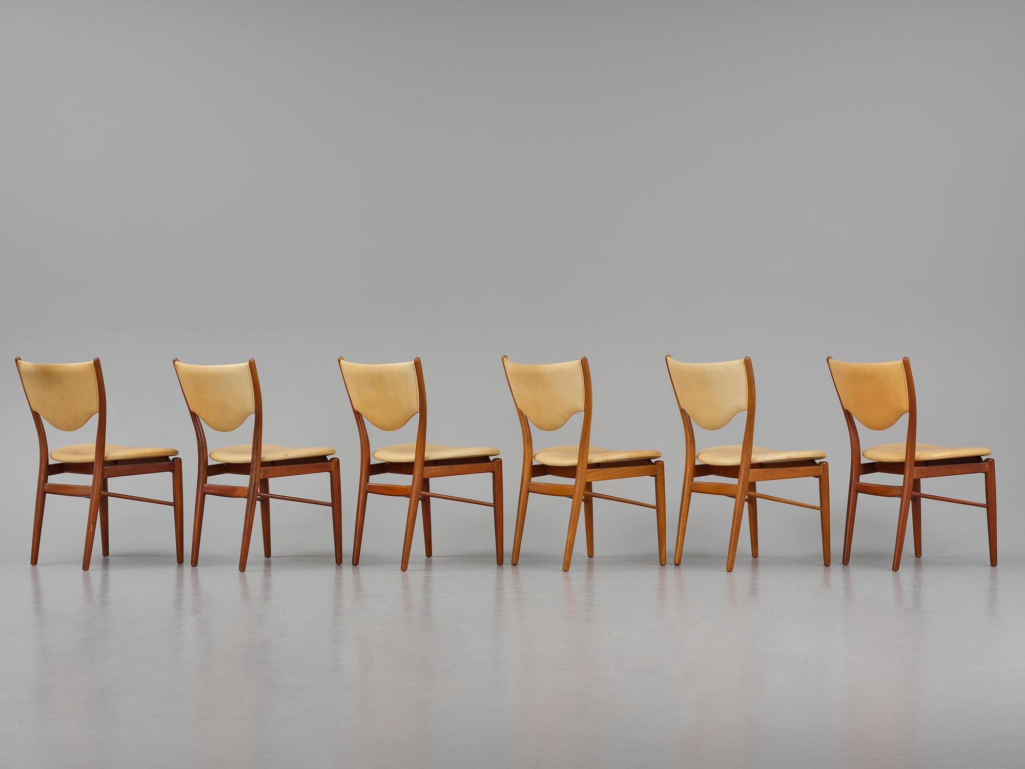 Finn Juhl, a set of six chairs and a pair of armchairs, model "Bo-63" and "Bo-72", Bovirke, Denmark, 1940s-50s.