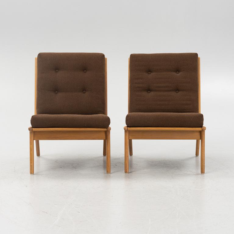 Karl Erik Ekselius, probably. A pair of oak easy chairs, JOC, Vetlanda, 1960's.