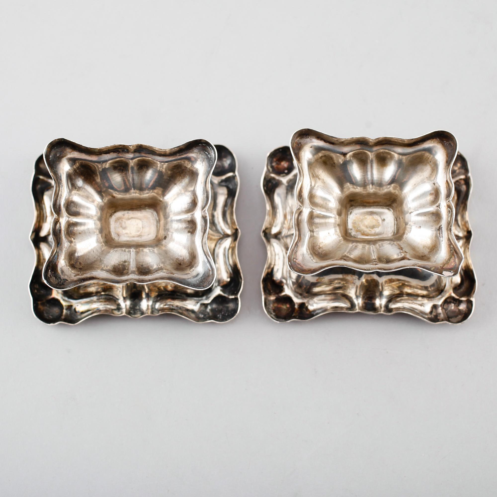 SALTKAR, 1 par, silver, Österrike-Ungern 1856. Vikt ca 121 gram.