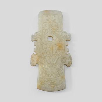 An archaistic nephrite plaque, China.