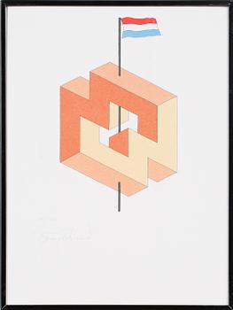 OSCAR REUTERSVÄRD, 15 st, mapp av färglitografier, signerade och numrerade.