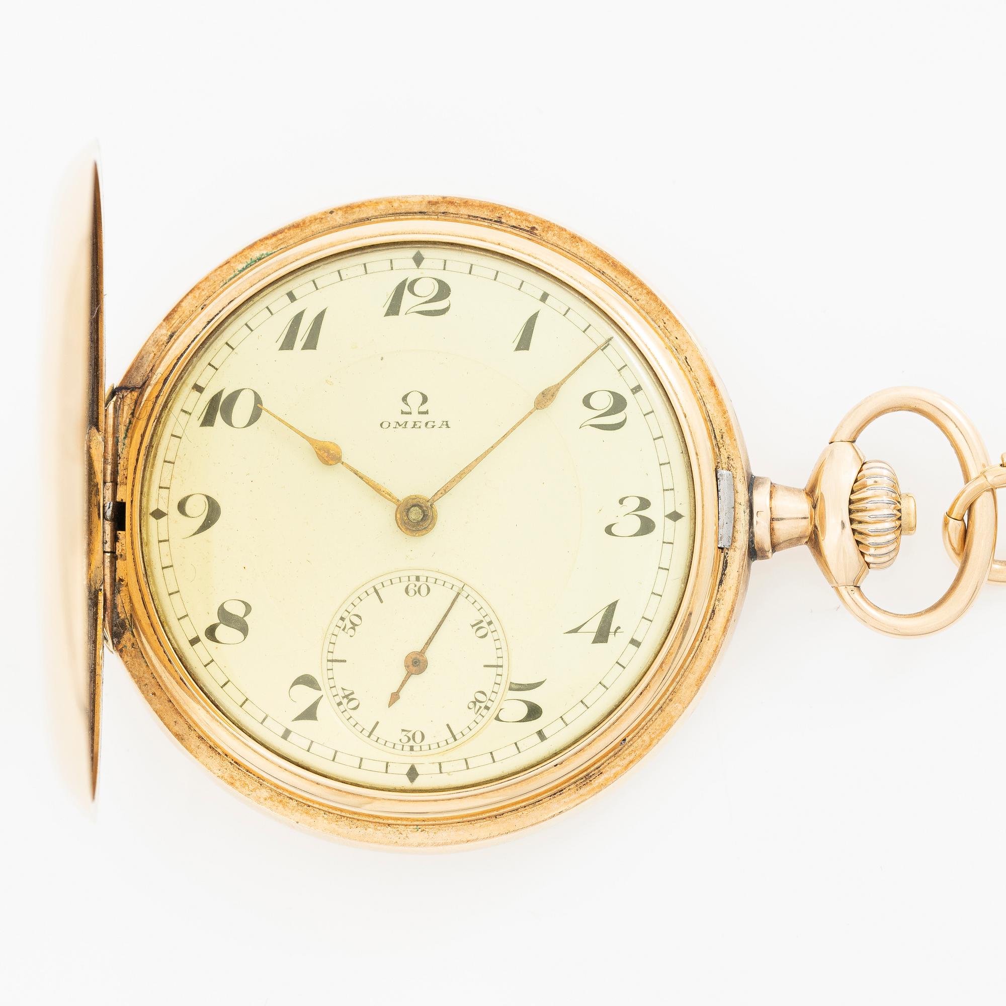 Omega, pocket watch, hunter case, 52 mm.