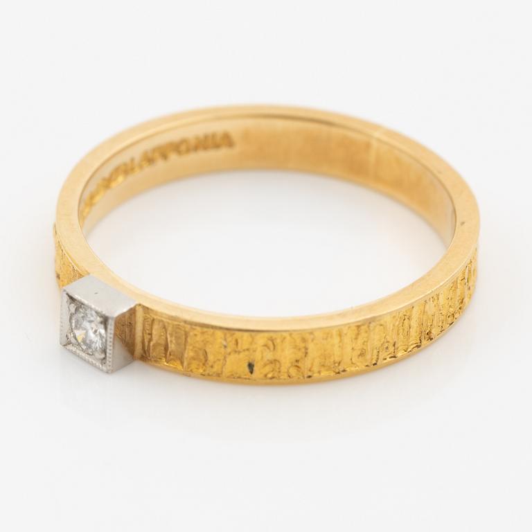 Lapponia, ring 18K gold set with a round brilliant-cut diamond, Finland 1978.