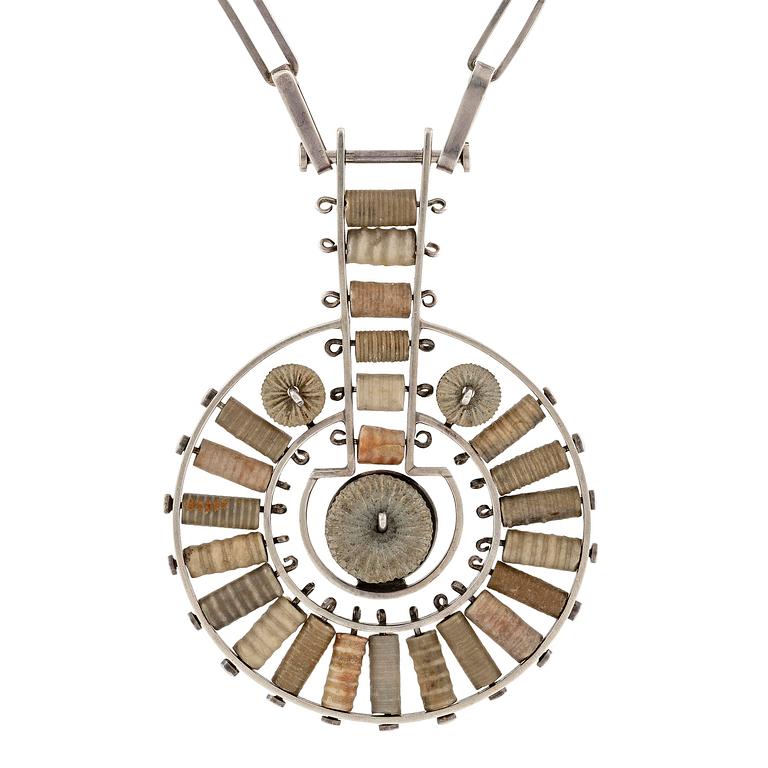 Inga-Britt "Ibe" Dahlquist, a necklace, sterling silver with fossils, Malmö 1965.