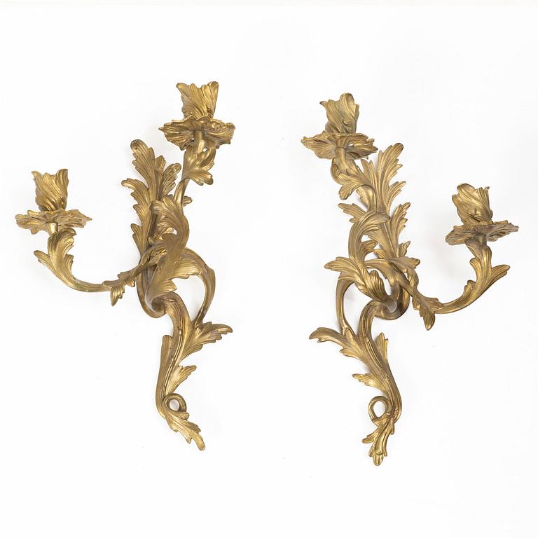 Wall sconces, a pair, Rococo style, early 20th century.