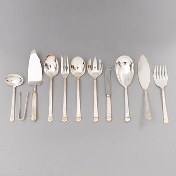 CHRISTOFLE 123-piece Aria Gold Ring Silver Plated Cutlery Set for Twelve persons.