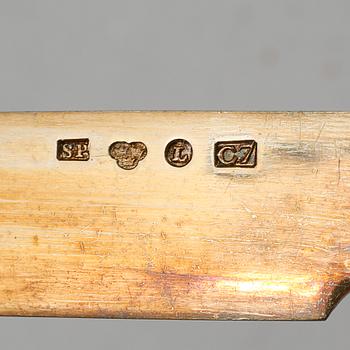 FRUKTBESTICK, 24 delar, silver och trä, Samuel Pettersson, Linköping, 1905-1907.