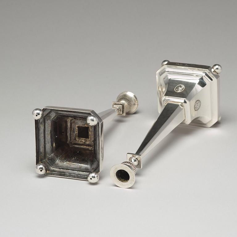 A pair of 18th century silver candlesticks, mark of Nils Tornberg 1797.