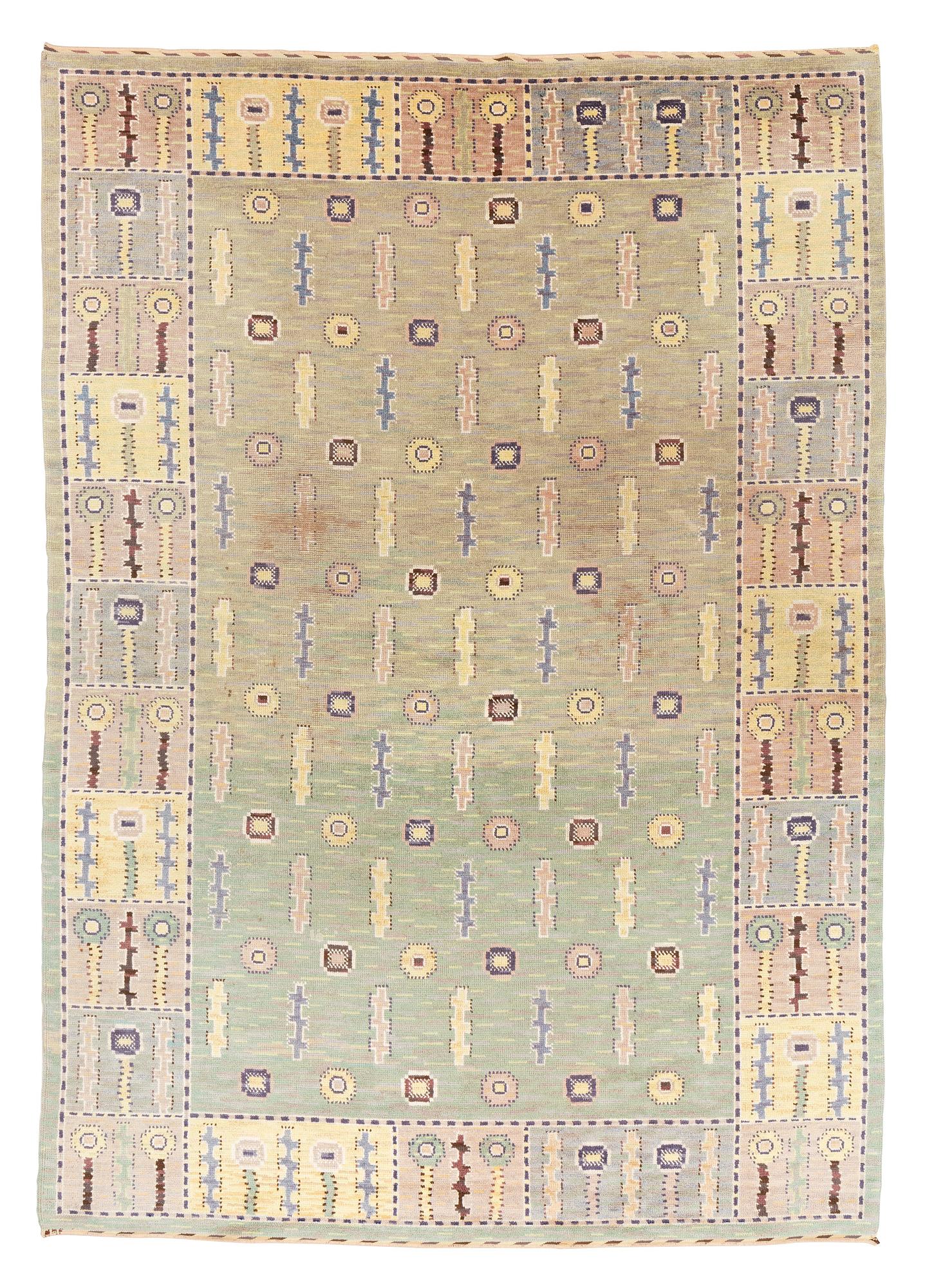 Märta Måås-Fjetterström, matto, "Älgö", knotted pile, ca 338 x 236,5-239,5 cm, signed MMF.