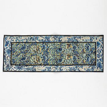 A collar a vest and two Chinese embroidered silk textiles, late Qing dynasty / early 20th century.