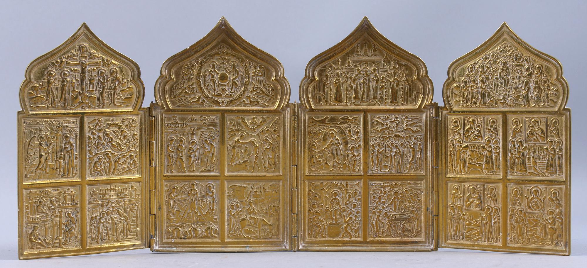 IKON, polyptyk, mässing, Ryssland, 1900-tal.