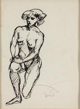 ISAAC GRÜNEWALD, INdian Ik and pencil on paper, signed Isaac.