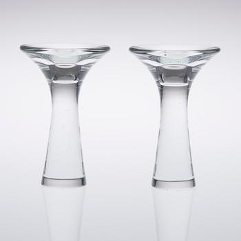 LJUSSTAKAR, ett par, glas, signerade Tapio Wirkkala 3412.
